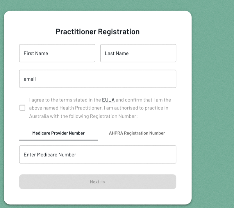 Practitioner registration